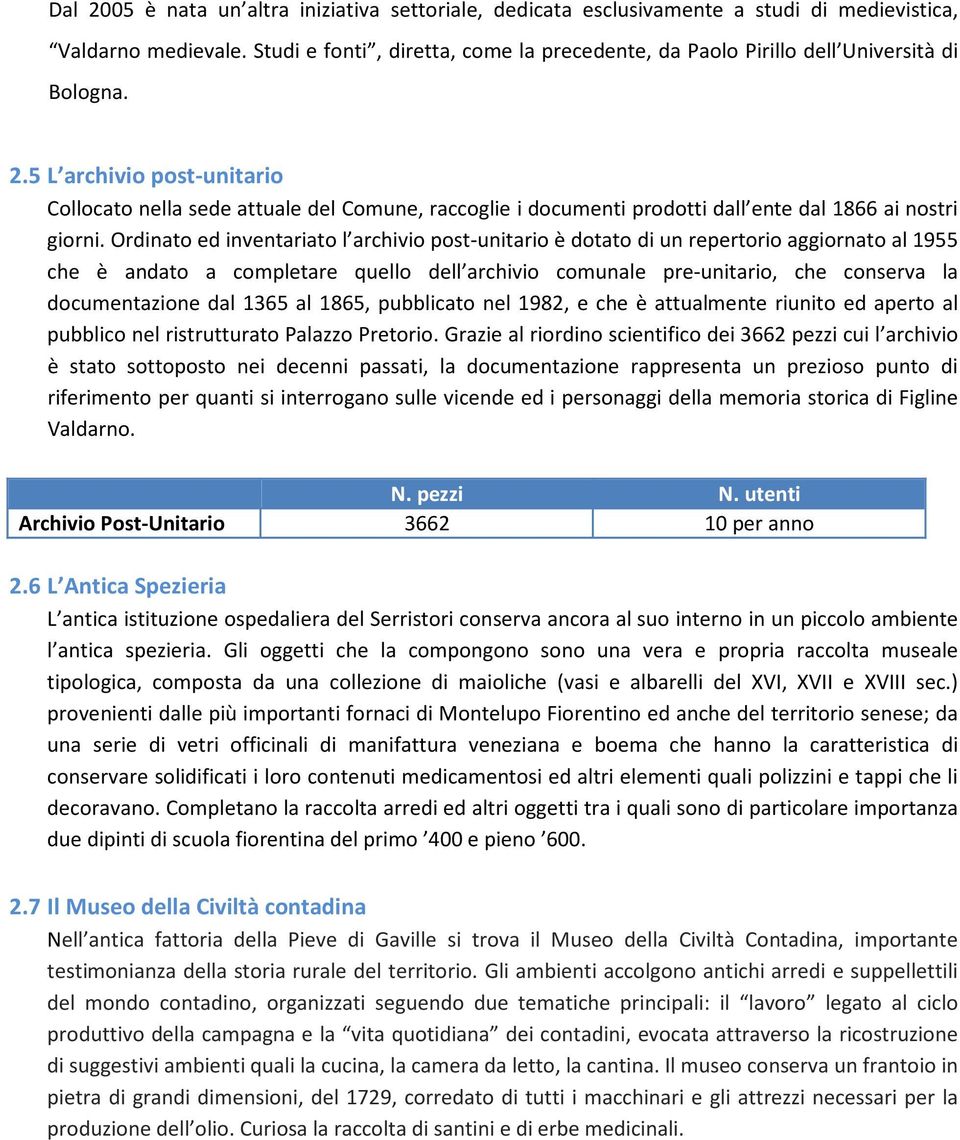 5 L archivio post-unitario Collocato nella sede attuale del Comune, raccoglie i documenti prodotti dall ente dal 1866 ai nostri giorni.