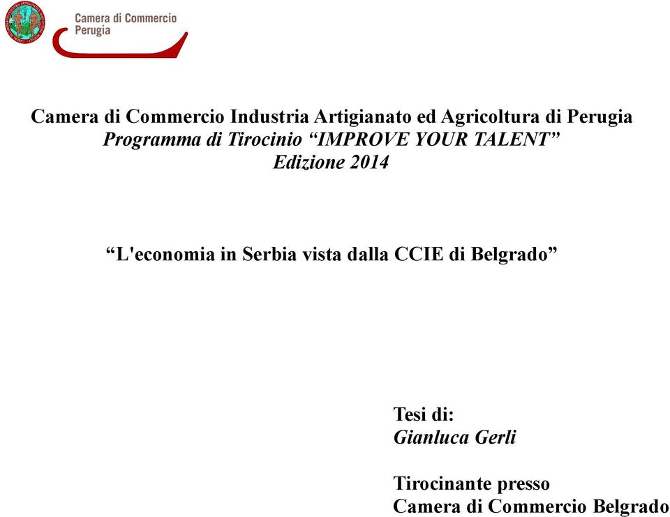 2014 L'economia in Serbia vista dalla CCIE di Belgrado Tesi