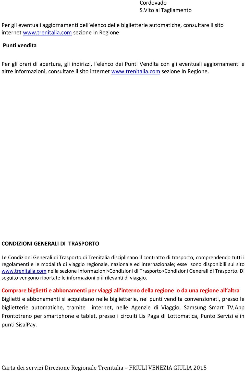 trenitalia.com sezione In Regione.