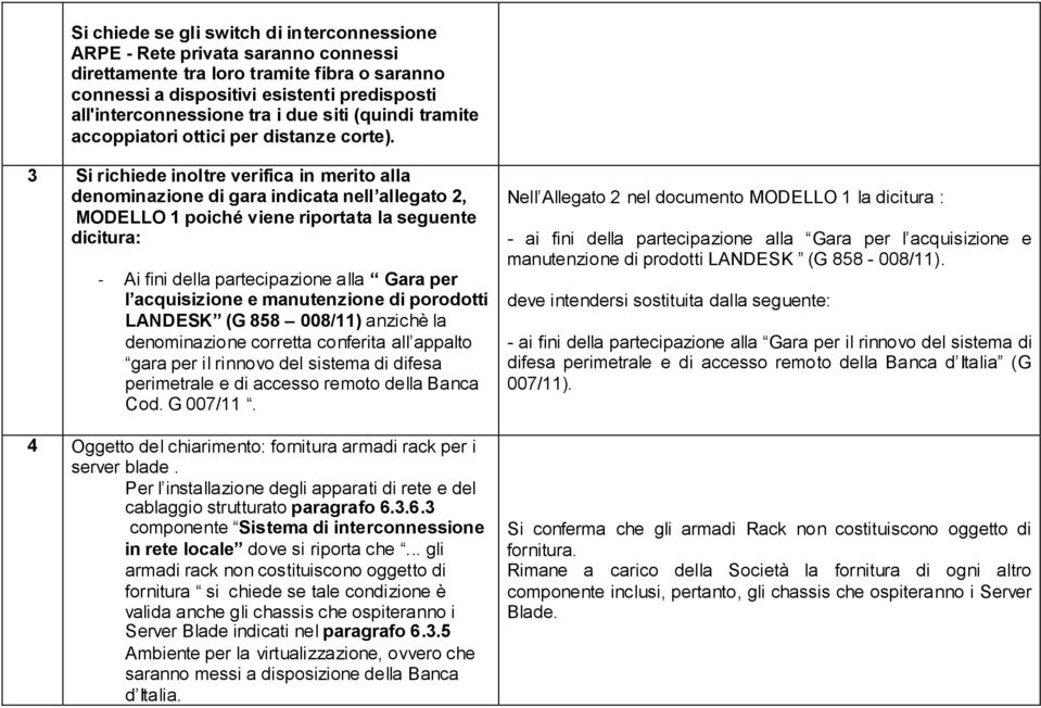 3 Si richiede inoltre verifica in merito alla denominazione di gara indicata nell allegato 2, MODELLO 1 poiché viene riportata la seguente dicitura: - Ai fini della partecipazione alla Gara per l