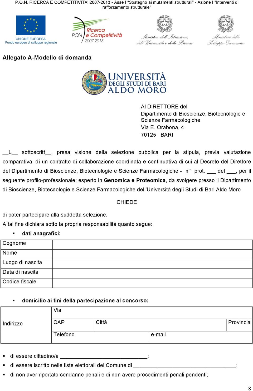 Biotecnologie e Scienze Farmacologiche Via E.