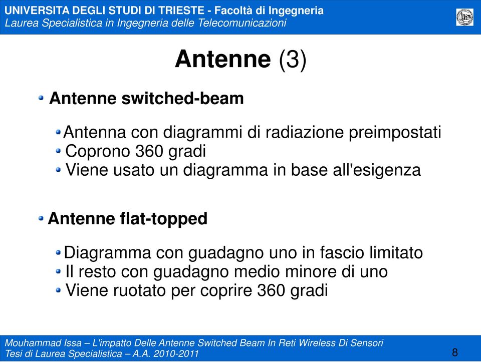 Diagramma con guadagno uno in fascio limitato Il resto con guadagno medio minore di