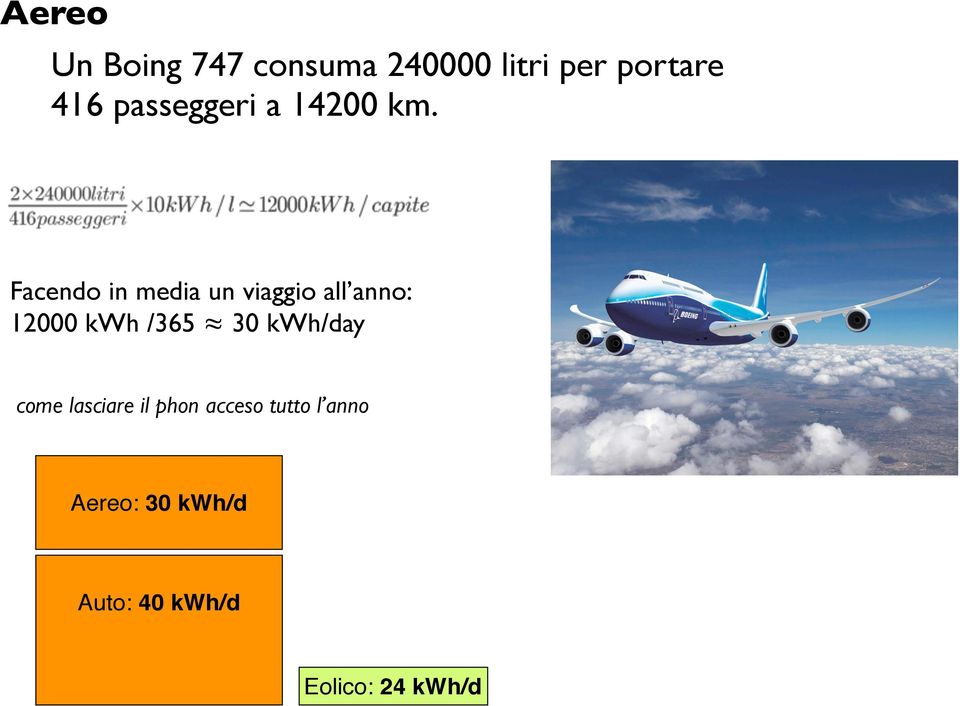 Facendo in media un viaggio all anno: 12000 kwh /365 30