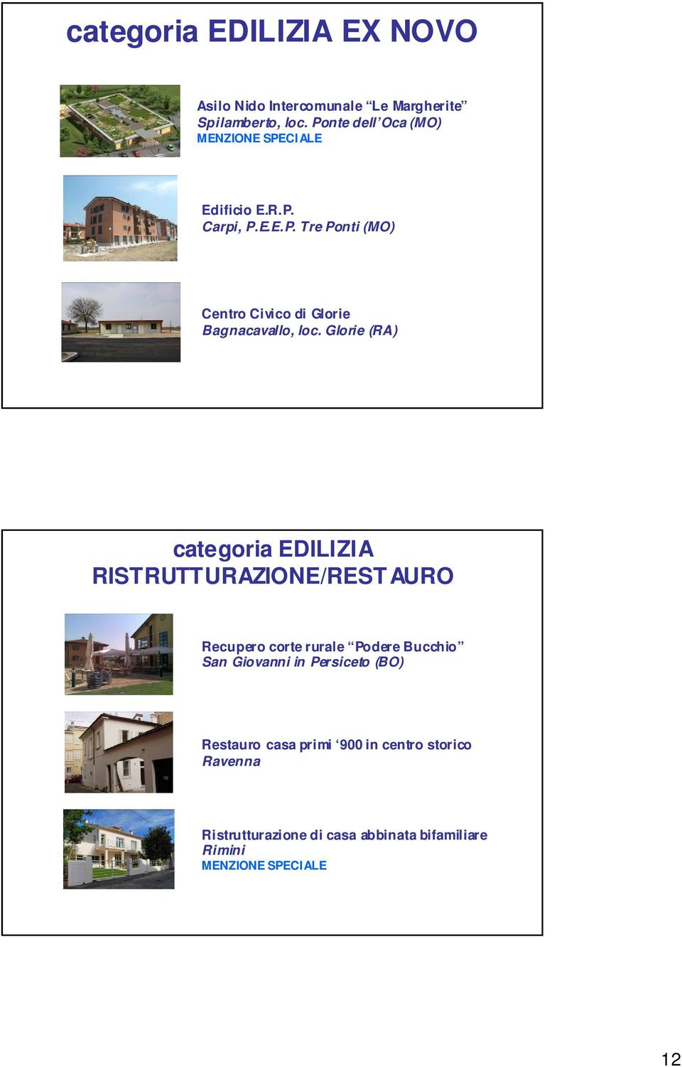 Glorie (RA) categoria EDILIZIA RISTRUTTURAZIONE/REST AURO Recupero corte rurale Podere Bucchio San Giovanni in