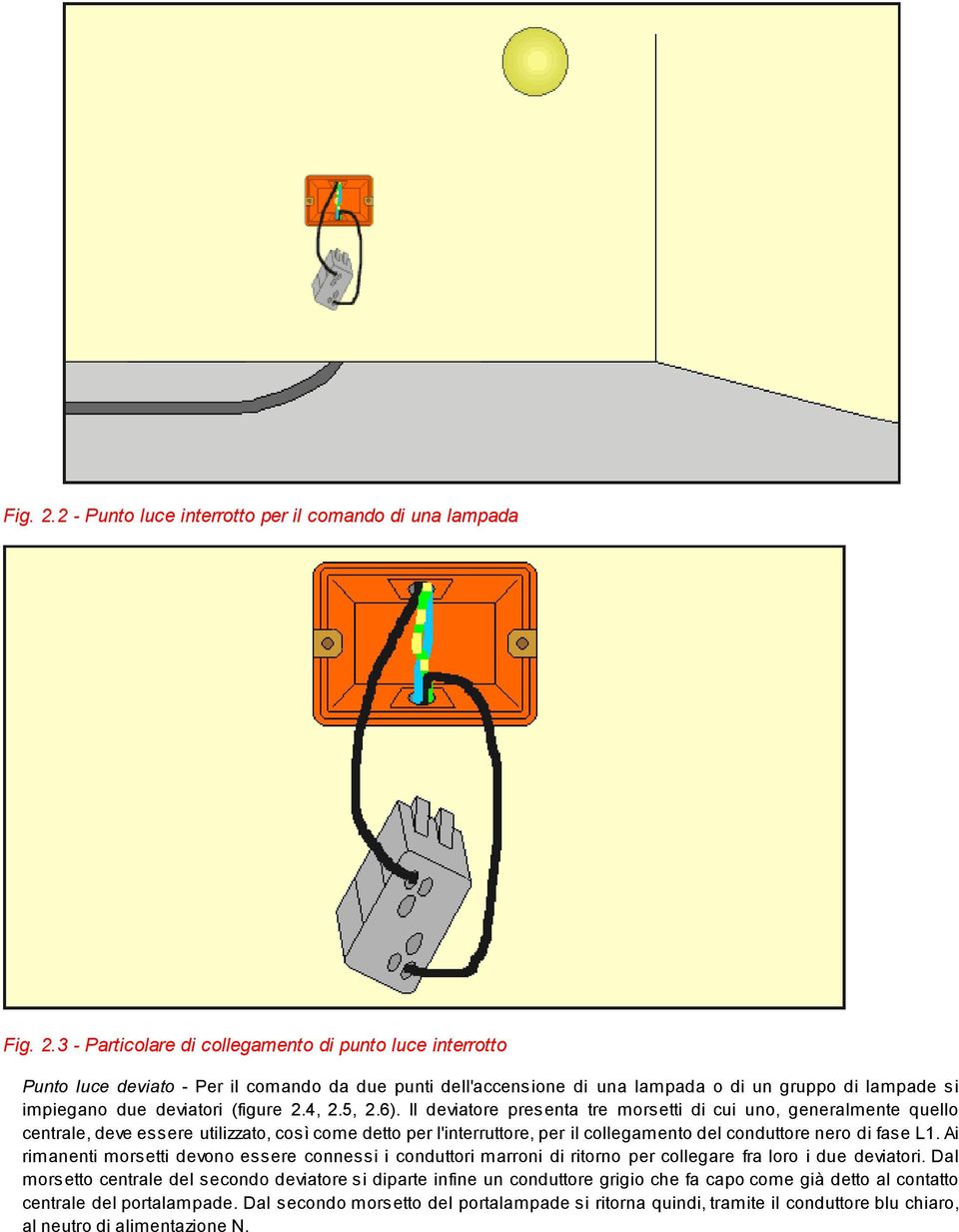 un gruppo di lampade si impiegano due deviatori (figure 2.4, 2.5, 2.6).