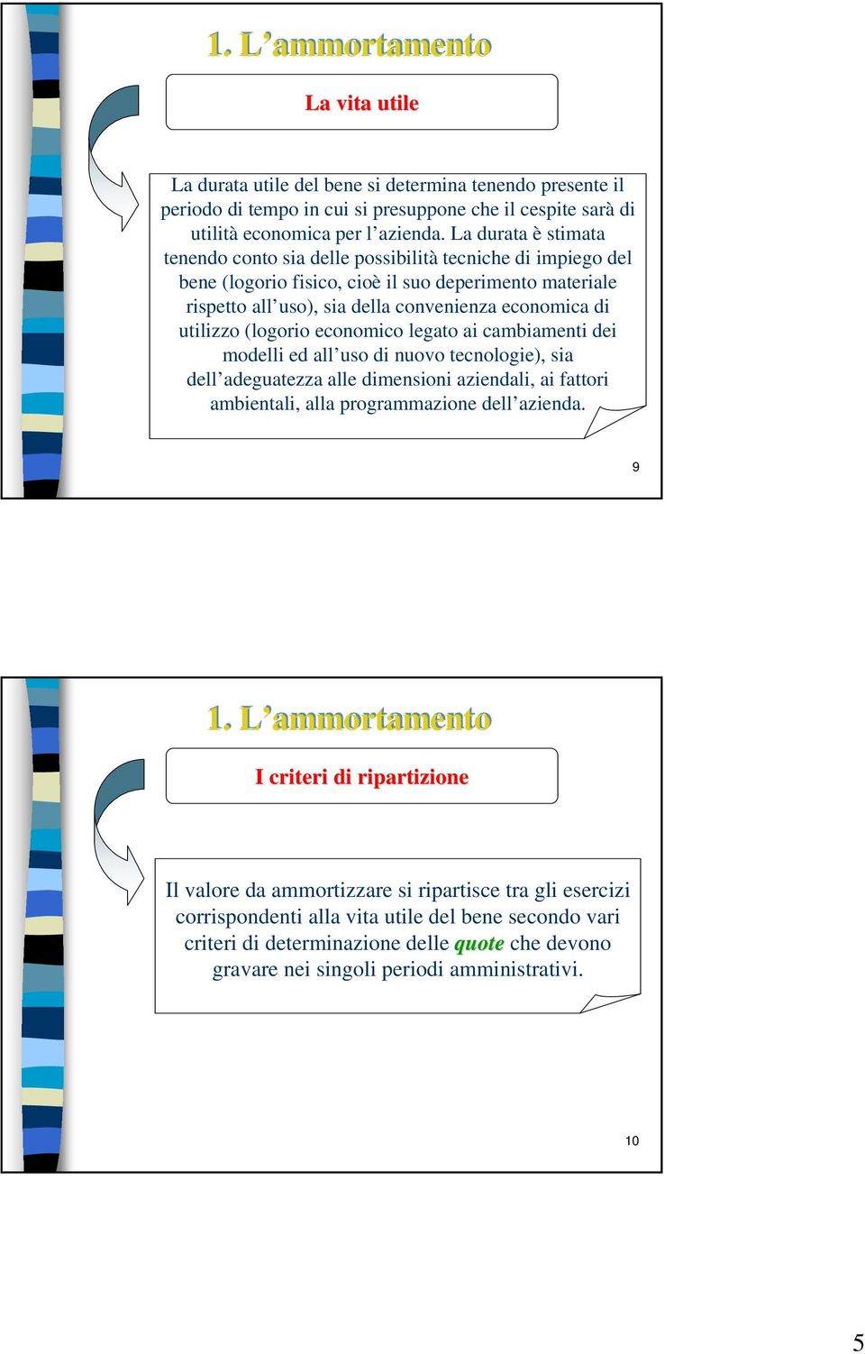 utilizzo (logorio economico legato ai cambiamenti dei modelli ed all uso di nuovo tecnologie), sia dell adeguatezza alle dimensioni aziendali, ai fattori ambientali, alla programmazione dell