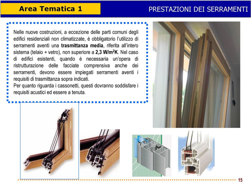 Nel caso di edifici esistenti, quando è necessaria un opera di ristrutturazione delle facciate comprensiva anche dei serramenti, devono essere impiegati