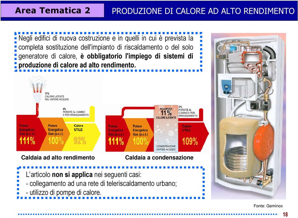 l'impiego di sistemi di produzione di calore ad alto rendimento.