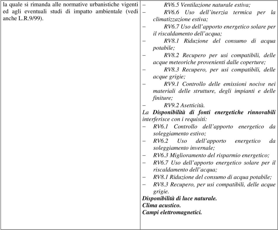 2 Recupero per usi compatibili, delle acque meteoriche provenienti dalle coperture; RV8.3 Recupero, per usi compatibili, delle acque grigie; RV9.