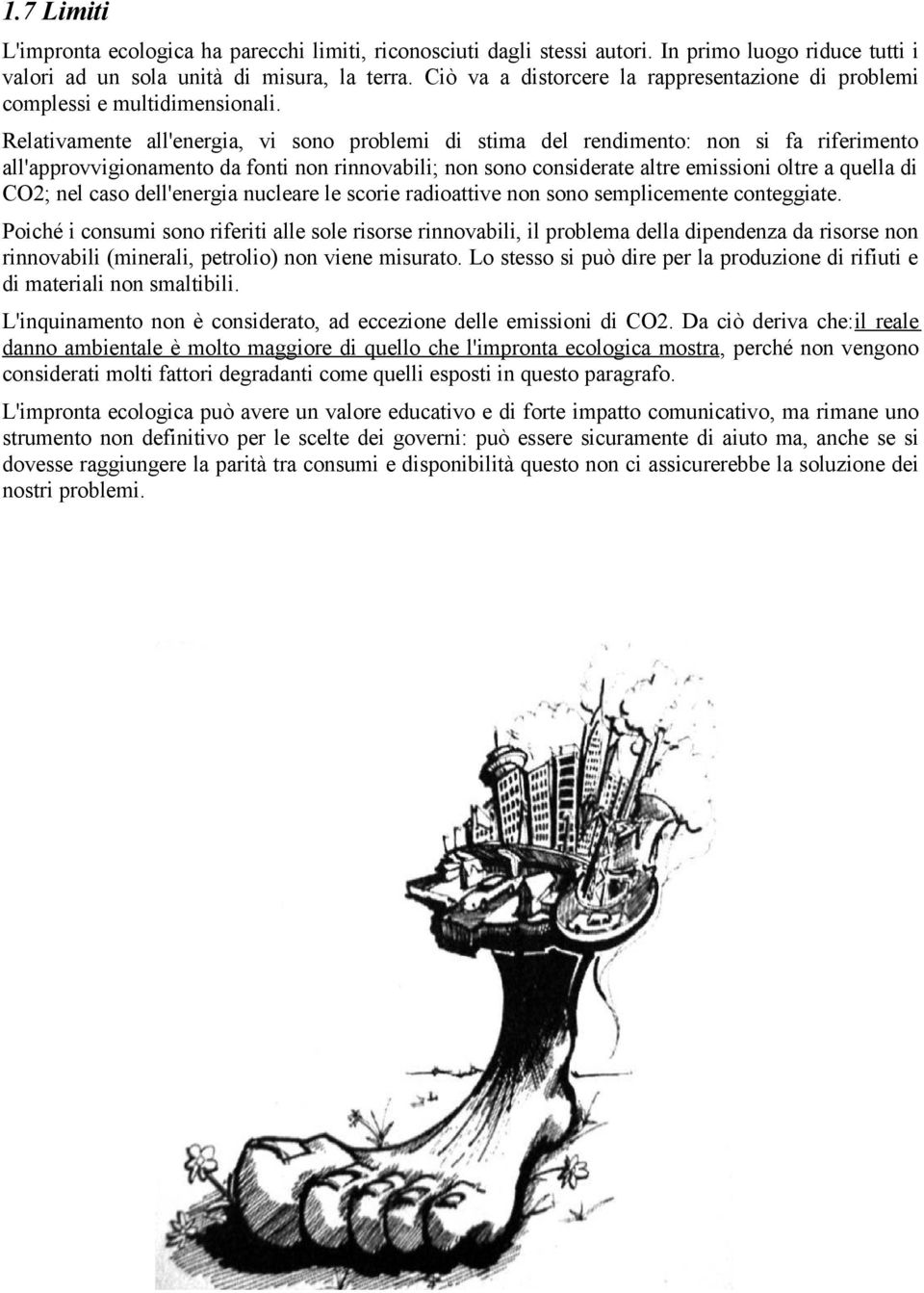 Relativamente all'energia, vi sono problemi di stima del rendimento: non si fa riferimento all'approvvigionamento da fonti non rinnovabili; non sono considerate altre emissioni oltre a quella di CO2;