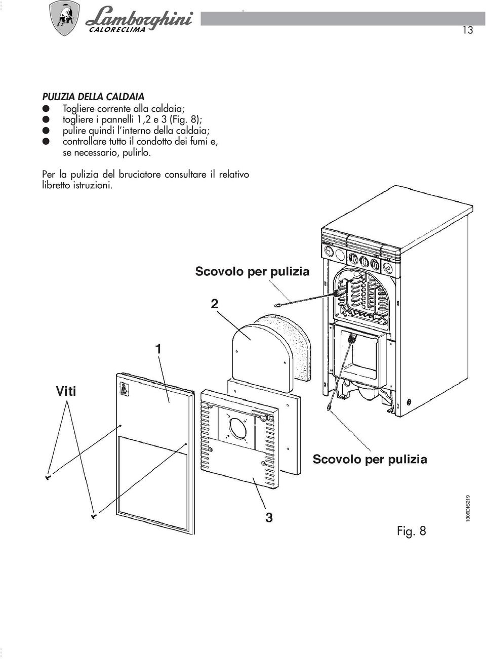 8); pulire quindi l interno della caldaia; controllare tutto il