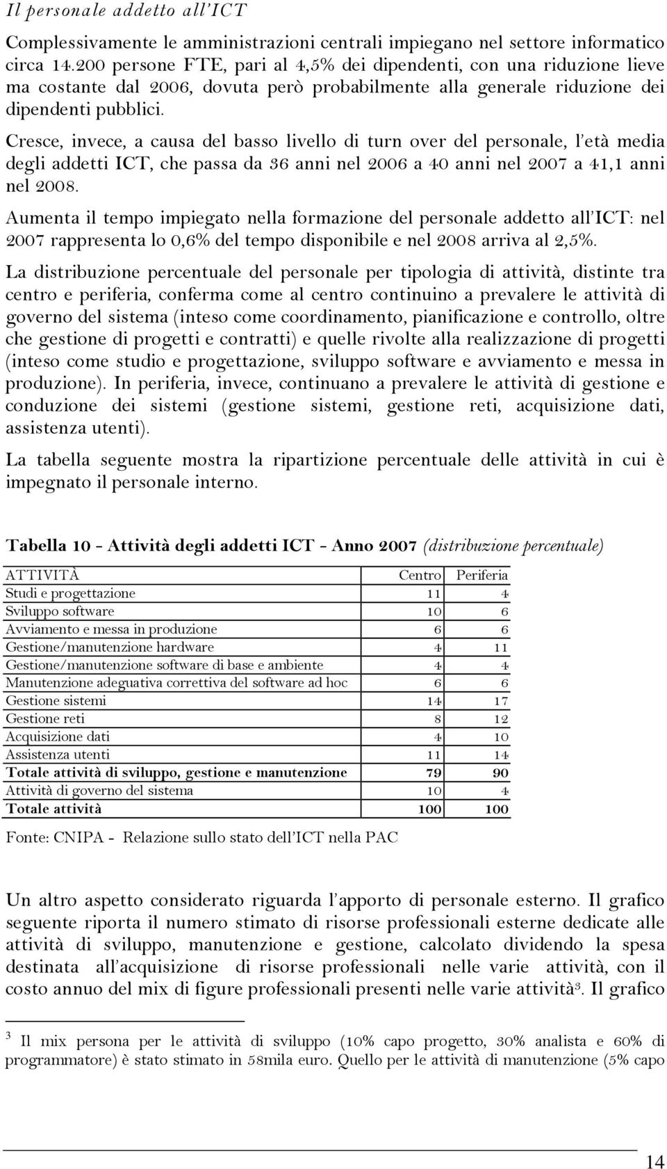 Cresce, invece, a causa del basso livello di turn over del personale, l età media degli addetti ICT, che passa da 36 anni nel 2006 a 40 anni nel 2007 a 41,1 anni nel 2008.