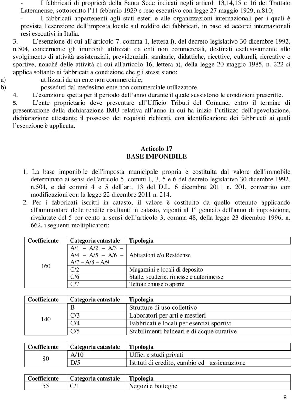 internazionali resi esecutivi in Italia. 3. L esenzione di cui all articolo 7, comma 1, lettera i), del decreto legislativo 30 dicembre 1992, n.