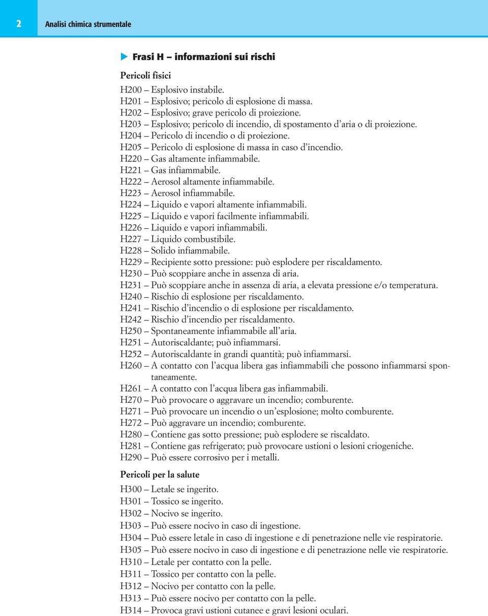 H220 Gas altamente infiammabile. H221 Gas infiammabile. H222 Aerosol altamente infiammabile. H223 Aerosol infiammabile. H224 Liquido e vapori altamente infiammabili.