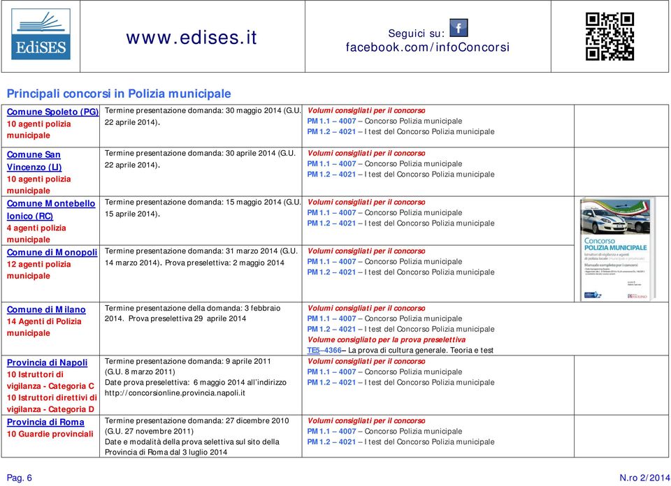 Termine presentazione domanda: 15 maggio 2014 (G.U. 15 aprile 2014). Termine presentazione domanda: 31 marzo 2014 (G.U. 14 marzo 2014).