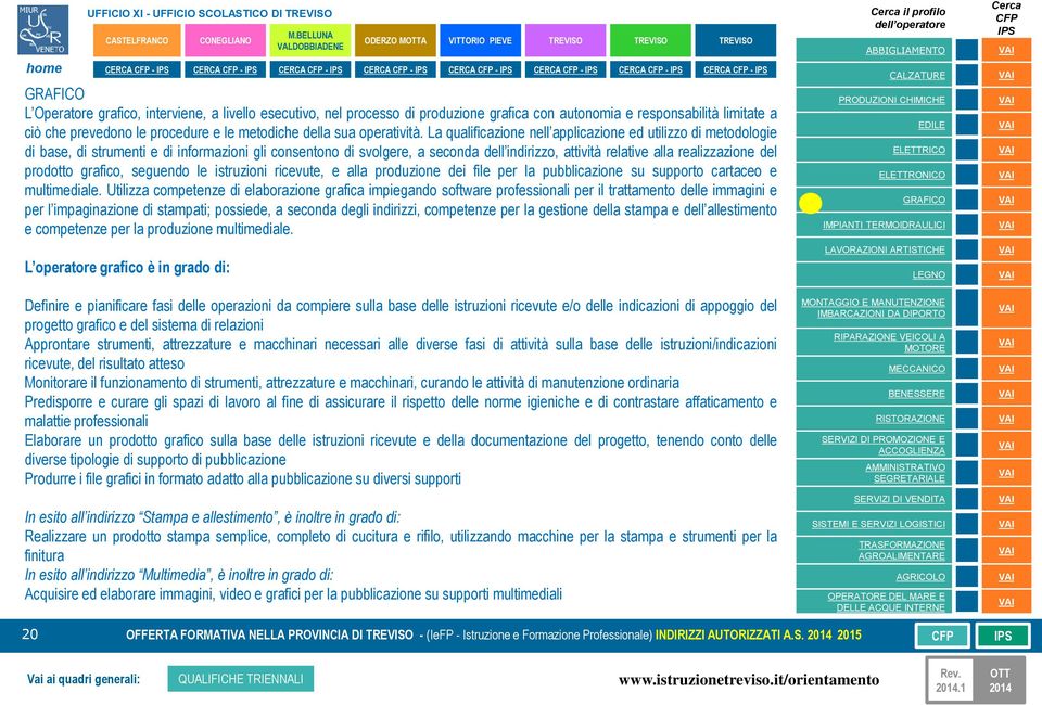 La qualificazione nell applicazione ed utilizzo di metodologie di base, di strumenti e di informazioni gli consentono di svolgere, a seconda dell indirizzo, attività relative alla realizzazione del