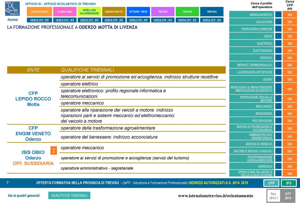 meccanico operatore alla riparazione dei veicoli a motore: indirizzo riparazioni parti e sistemi meccanici ed elettromeccanici del veicolo a motore operatore della trasformazione agroalimentare