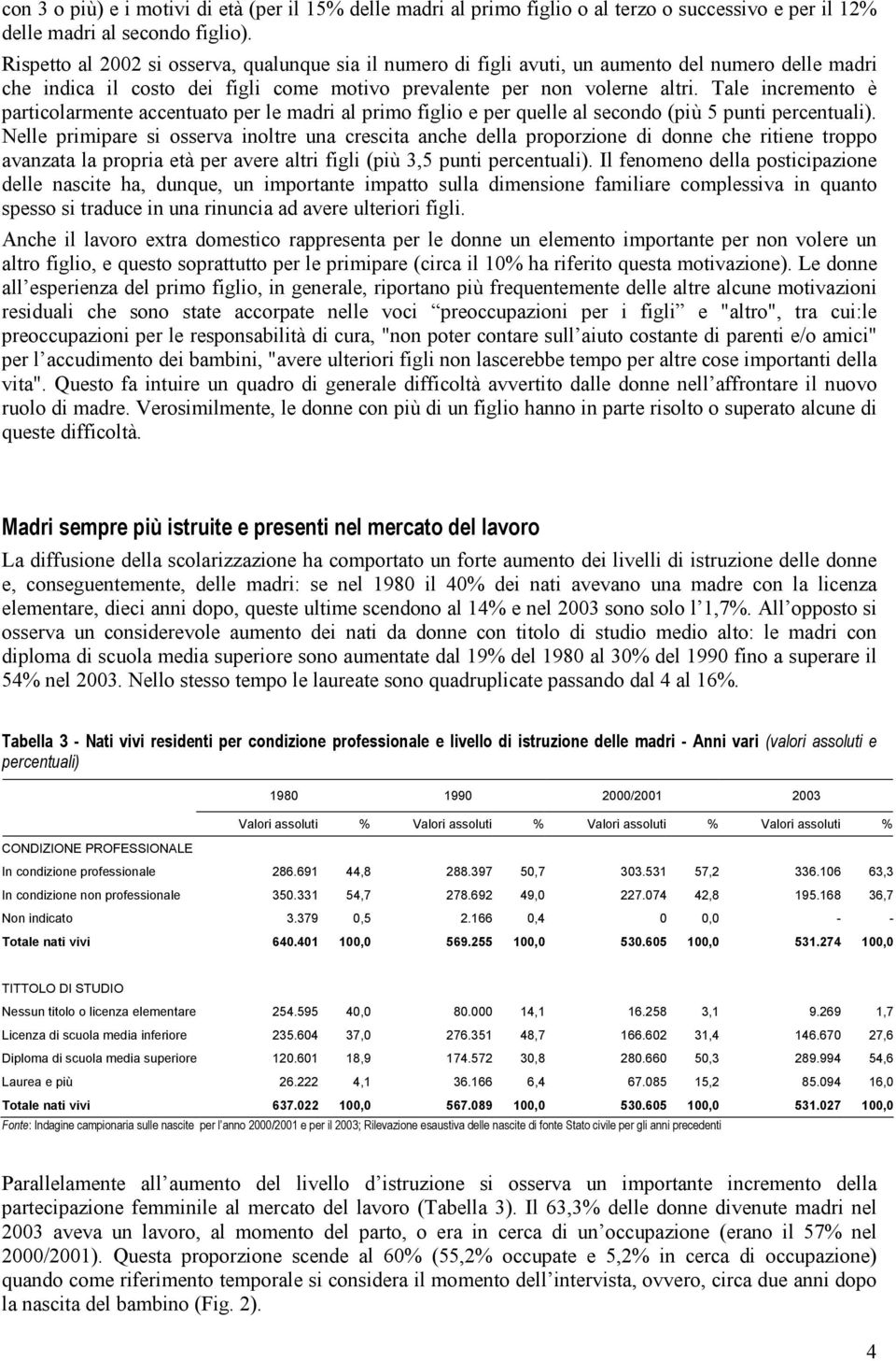 Tale incremento è particolarmente accentuato per le madri al primo figlio e per quelle al secondo (più 5 punti percentuali).