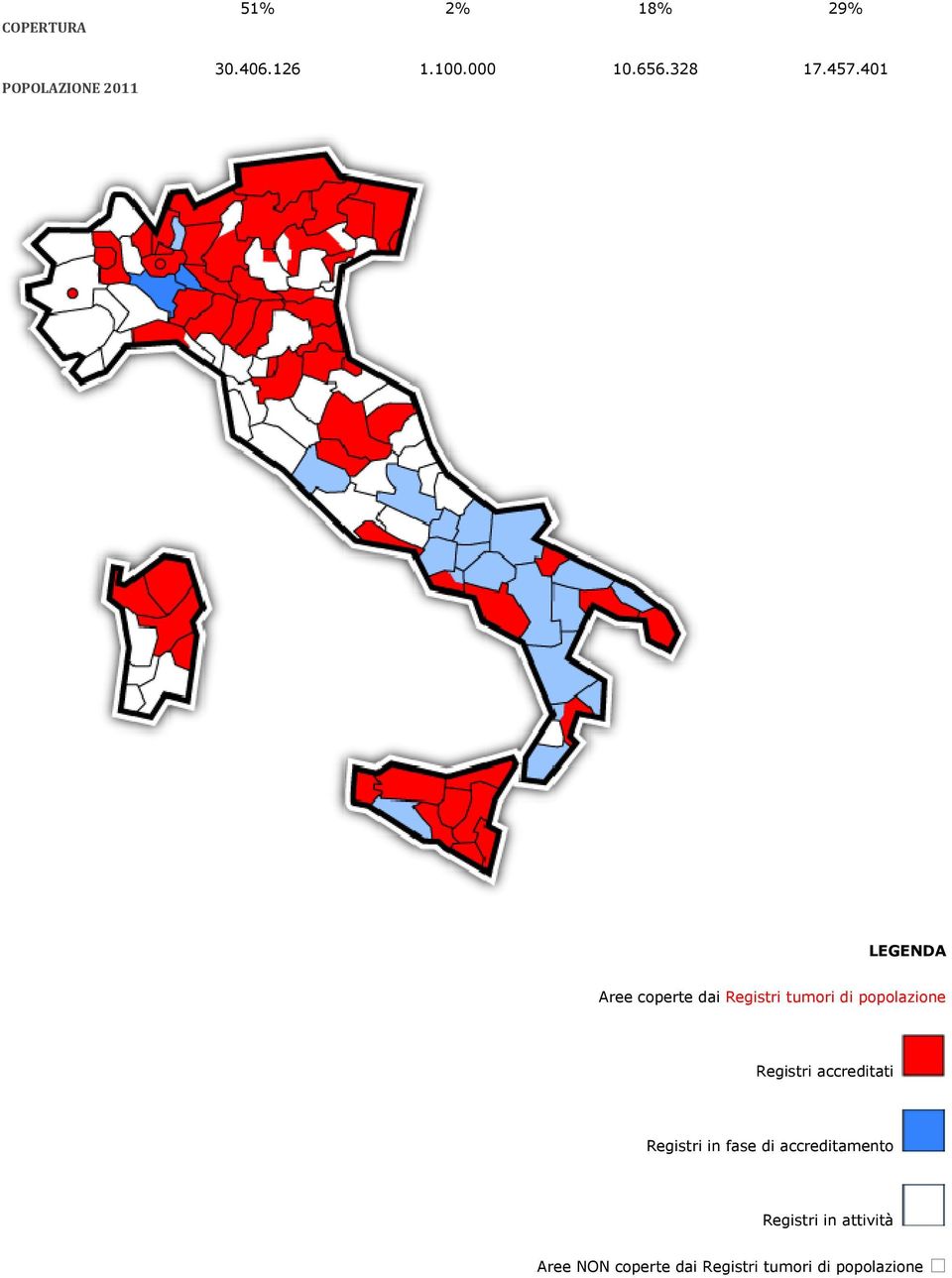 401 LEGENDA Aree coperte dai Registri tumori di popolazione