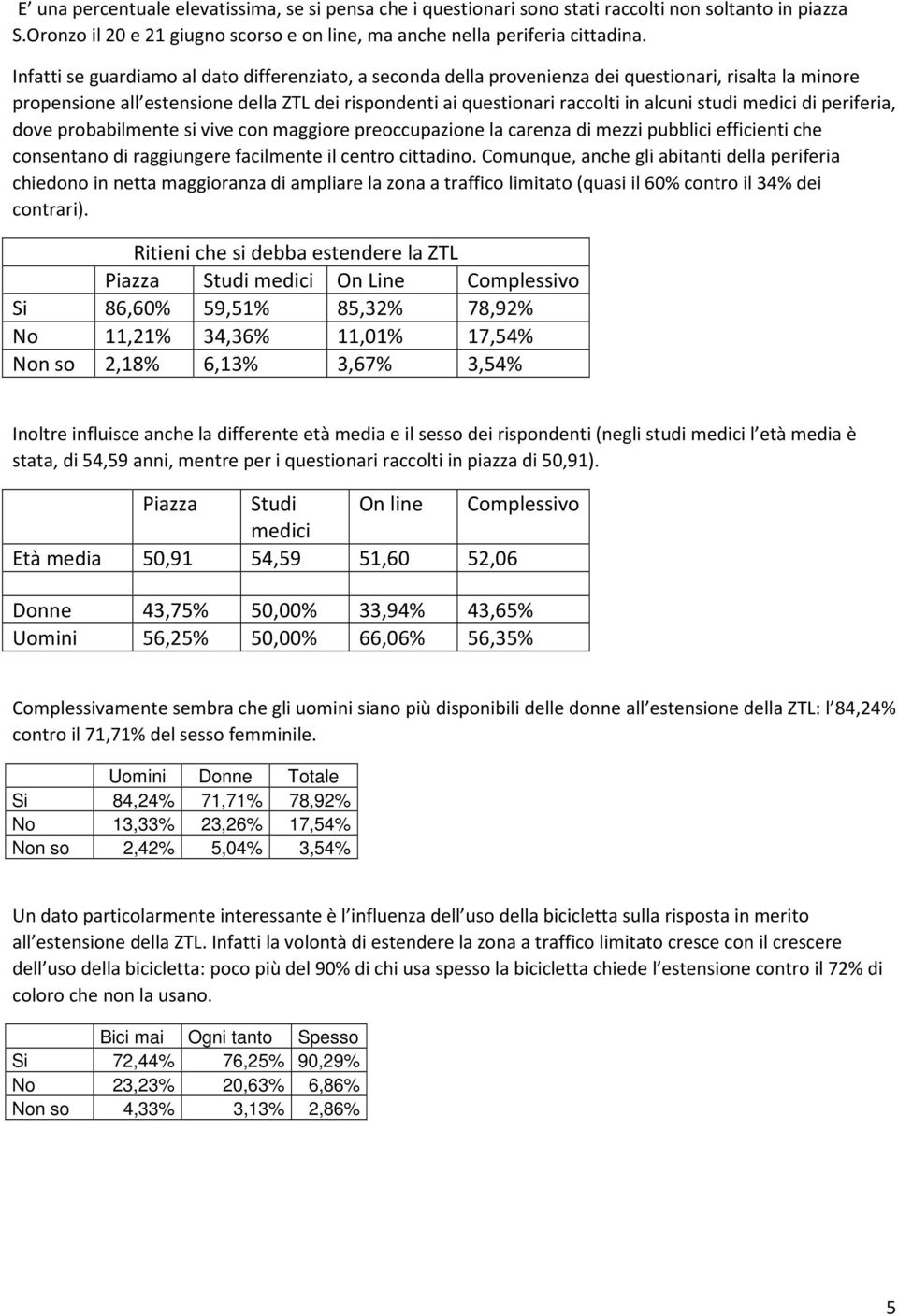 medici di periferia, dove probabilmente si vive con maggiore preoccupazione la carenza di mezzi pubblici efficienti che consentano di raggiungere facilmente il centro cittadino.