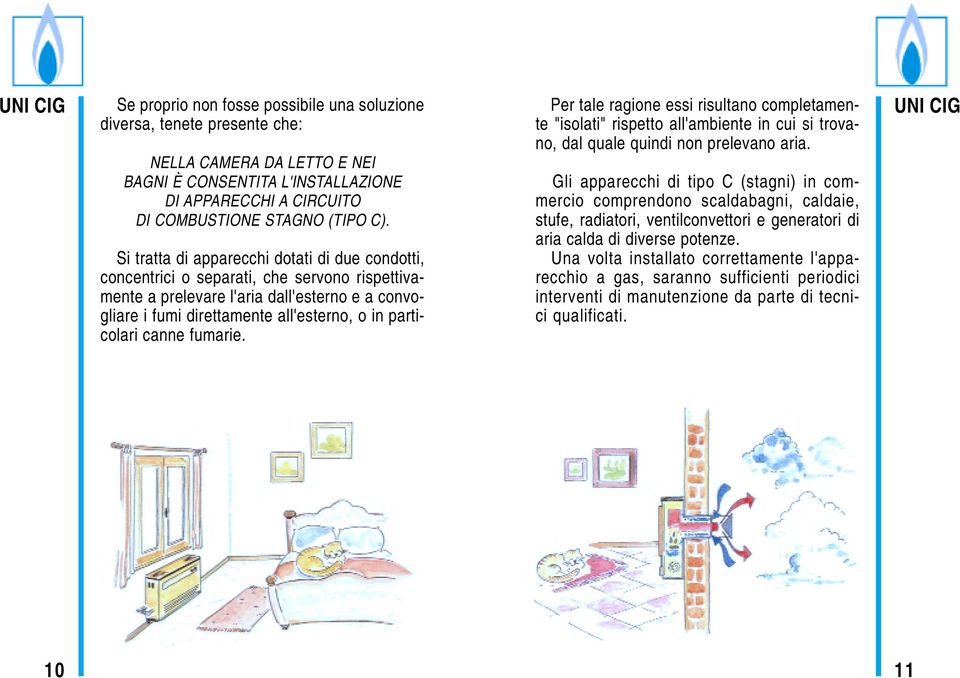 canne fumarie. Per tale ragione essi risultano completamente "isolati" rispetto all'ambiente in cui si trovano, dal quale quindi non prelevano aria.