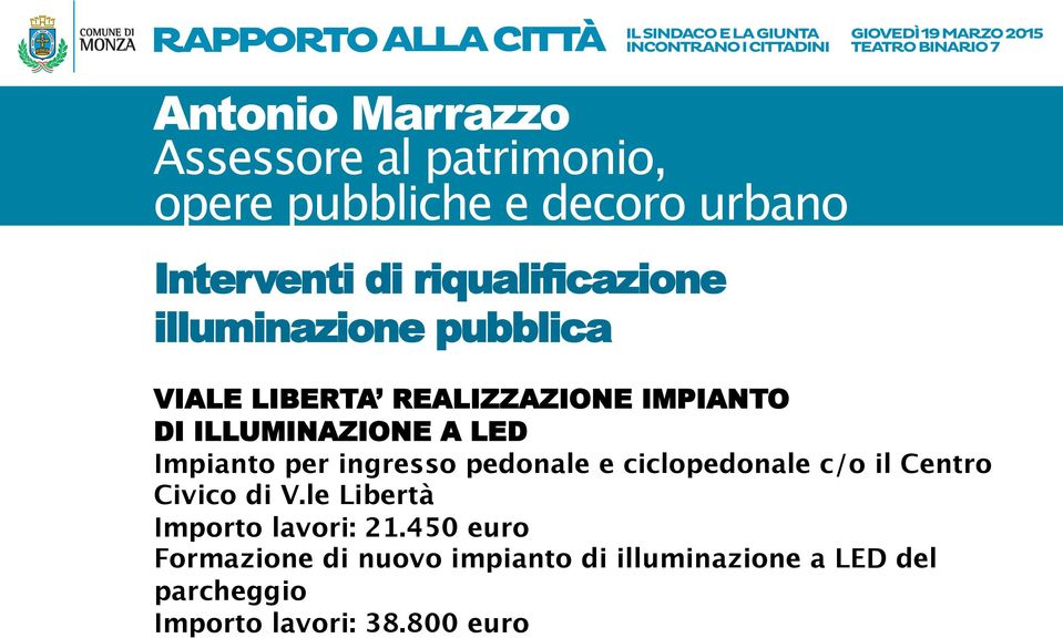 ciclopedonale c/o il Centro Civico di V.le Libertà Importo lavori: 21.