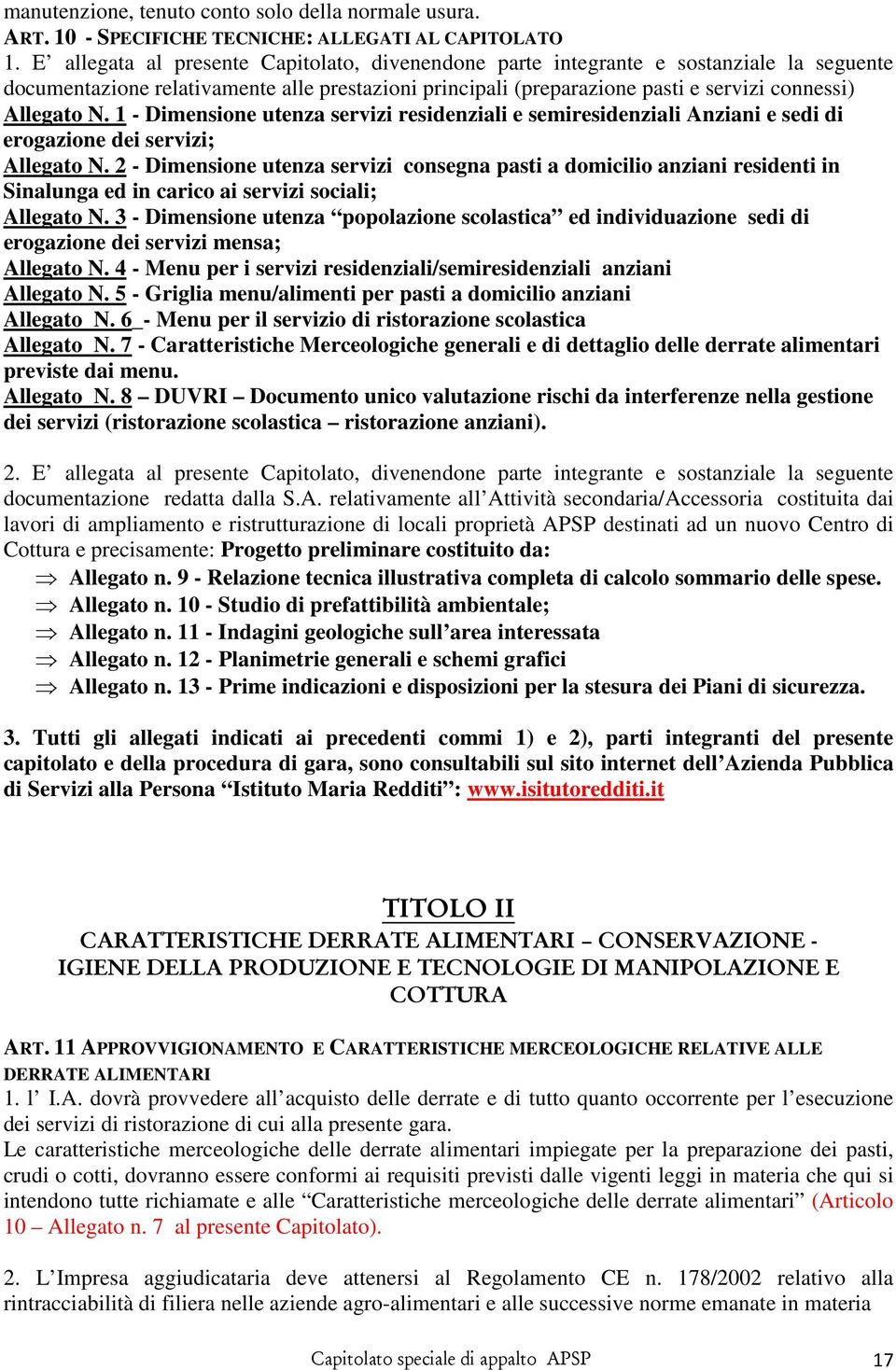 1 - Dimensione utenza servizi residenziali e semiresidenziali Anziani e sedi di erogazione dei servizi; Allegato N.