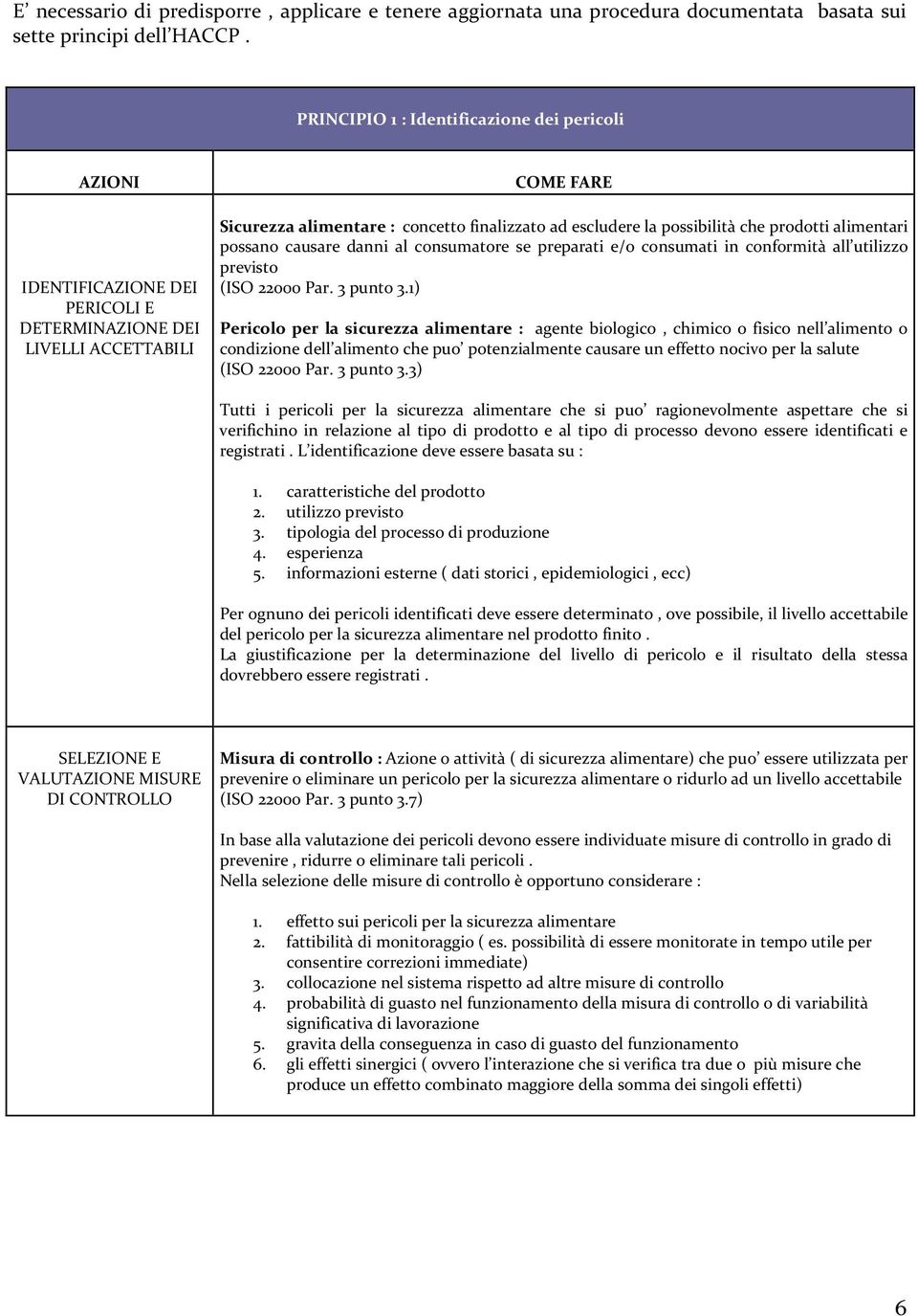 alimentari possano causare danni al consumatore se preparati e/o consumati in conformità all utilizzo previsto (ISO 22000 Par. 3 punto 3.