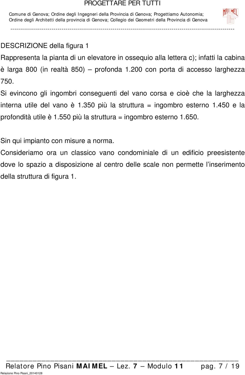 350 più la struttura = ingombro esterno 1.450 e la profondità utile è 1.550 più la struttura = ingombro esterno 1.650. Sin qui impianto con misure a norma.