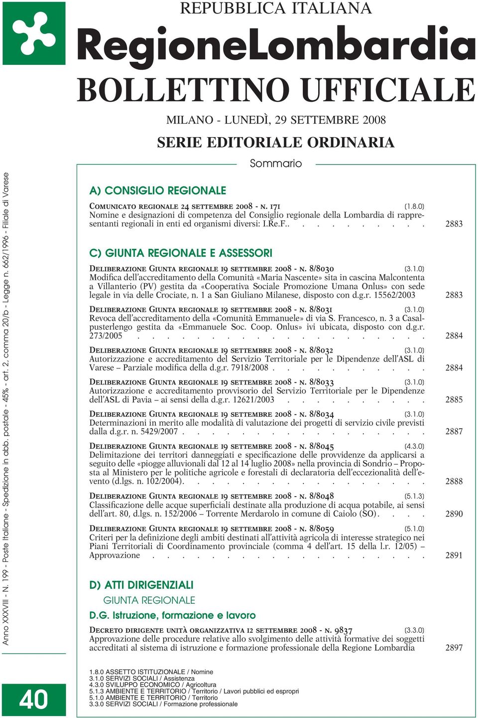 - n. 171 [1.8.0] Nomine e designazioni di competenza del Consiglio regionale della Lombardia di rappresentanti regionali in enti ed organismi diversi: I.Re.F.