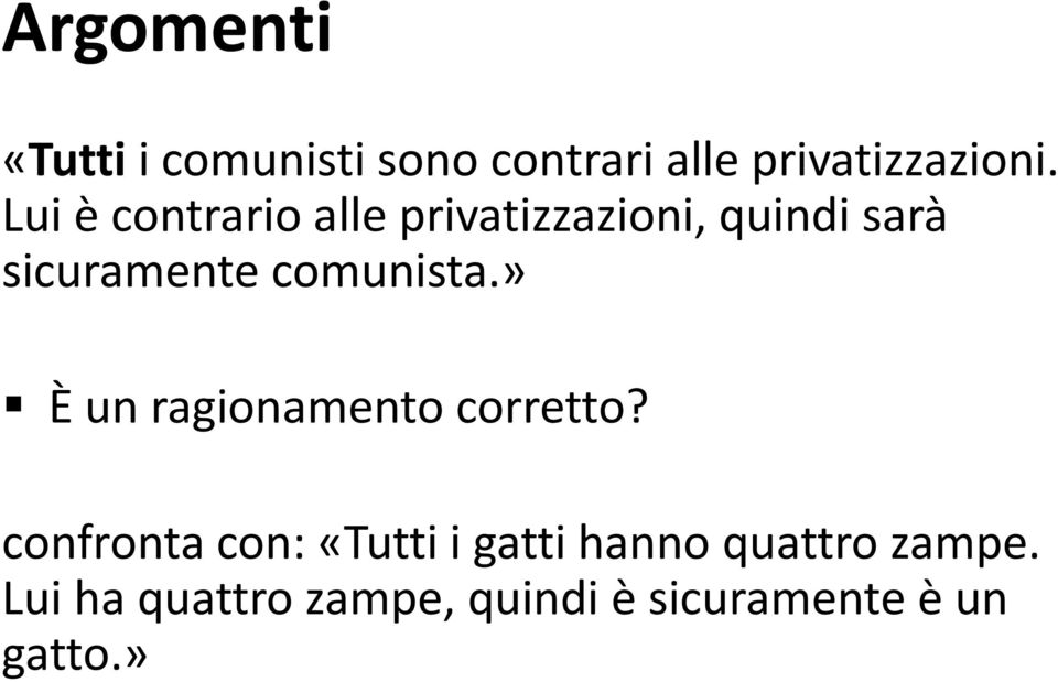 comunista.» È un ragionamento corretto?