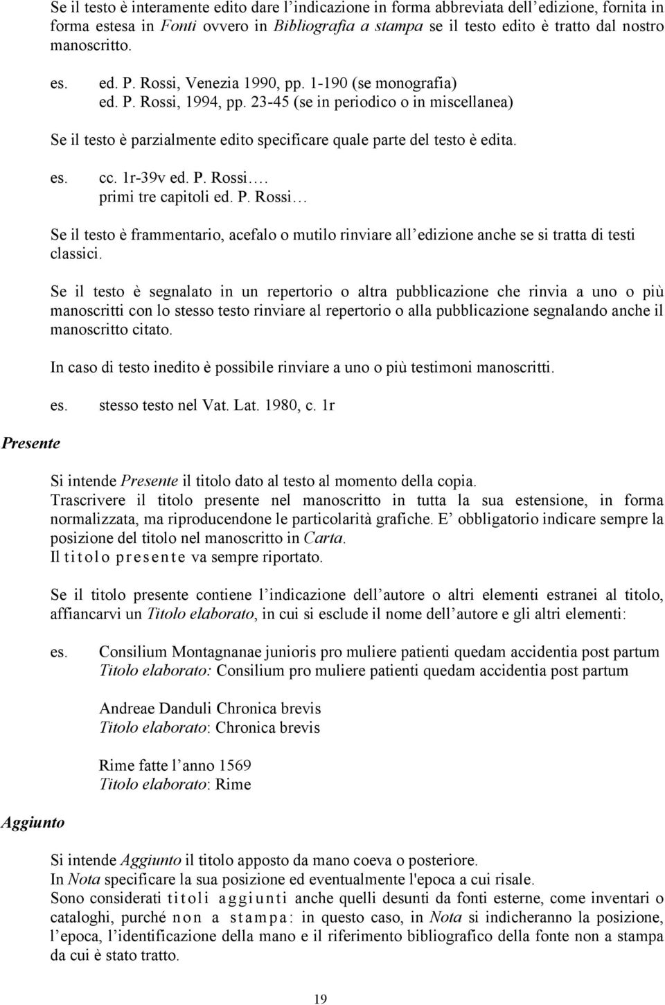 23-45 (se in periodico o in miscellanea) Se il testo è parzialmente edito specificare quale parte del testo è edita. es. cc. 1r-39v ed. P.