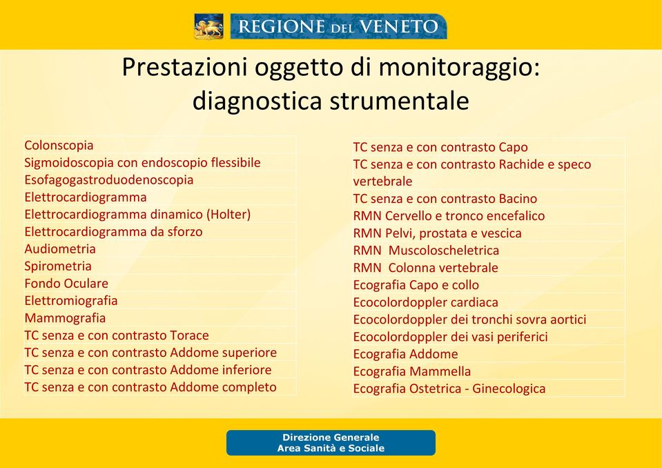 Addome inferiore TC senza e con contrasto Addome completo TC senza e con contrasto Capo TC senza e con contrasto Rachide e speco vertebrale TC senza e con contrasto Bacino RMN Cervello e tronco