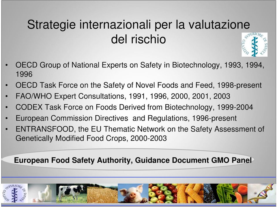 Force on Foods Derived from Biotechnology, 1999-2004 European Commission Directives and Regulations, 1996-present ENTRANSFOOD, the EU
