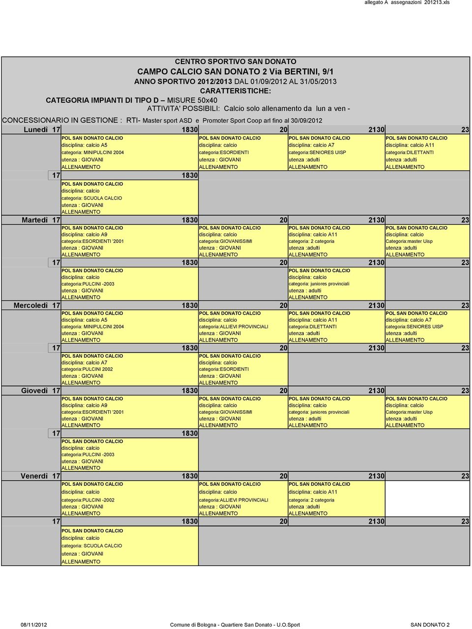 categoria:esordienti categoria:seniores UISP categoria:dilettanti utenza : GIOVANI utenza : GIOVANI utenza :adulti utenza :adulti 17 1830 categoria: SCUOLA CALCIO utenza : GIOVANI Martedì 17 1830 20