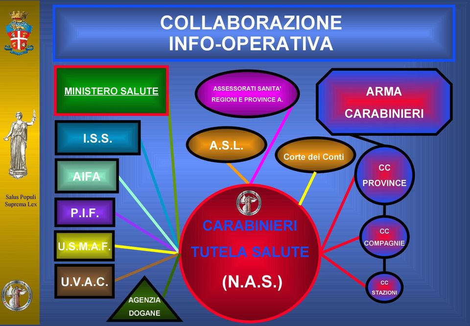 Corte dei Conti CC AIFA PROVINCE P.I.F. CARABINIERI U.S.M.A.F. TUTELA SALUTE U.