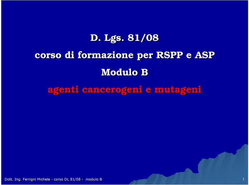 e ASP Modulo B agenti cancerogeni e