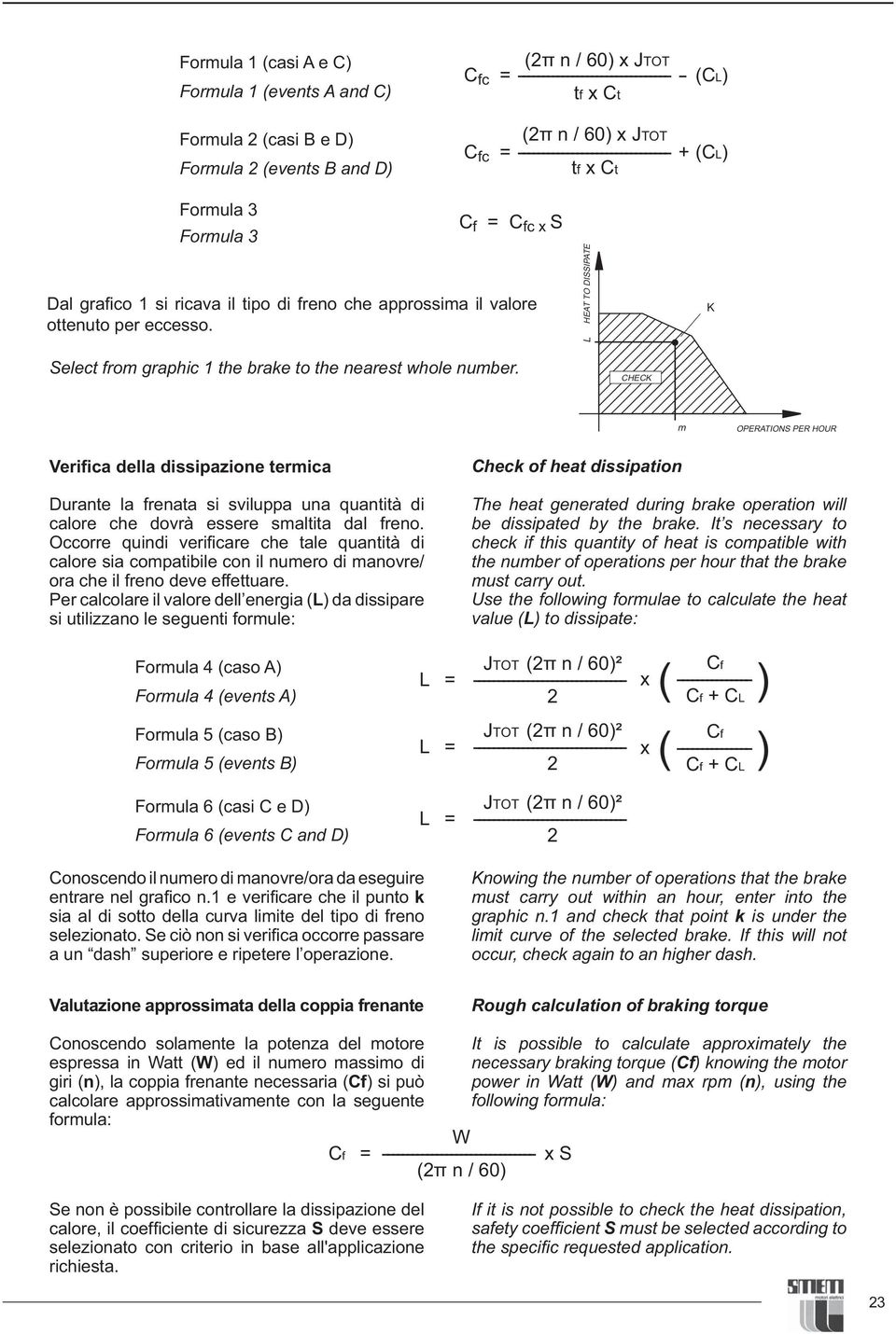 L HEAT TO DISSIPATE K Select from graphic 1 the brake to the nearest whole number.