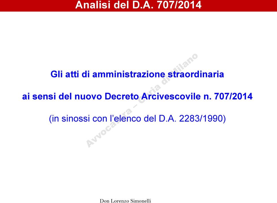 Decreto Arcivescovile n.