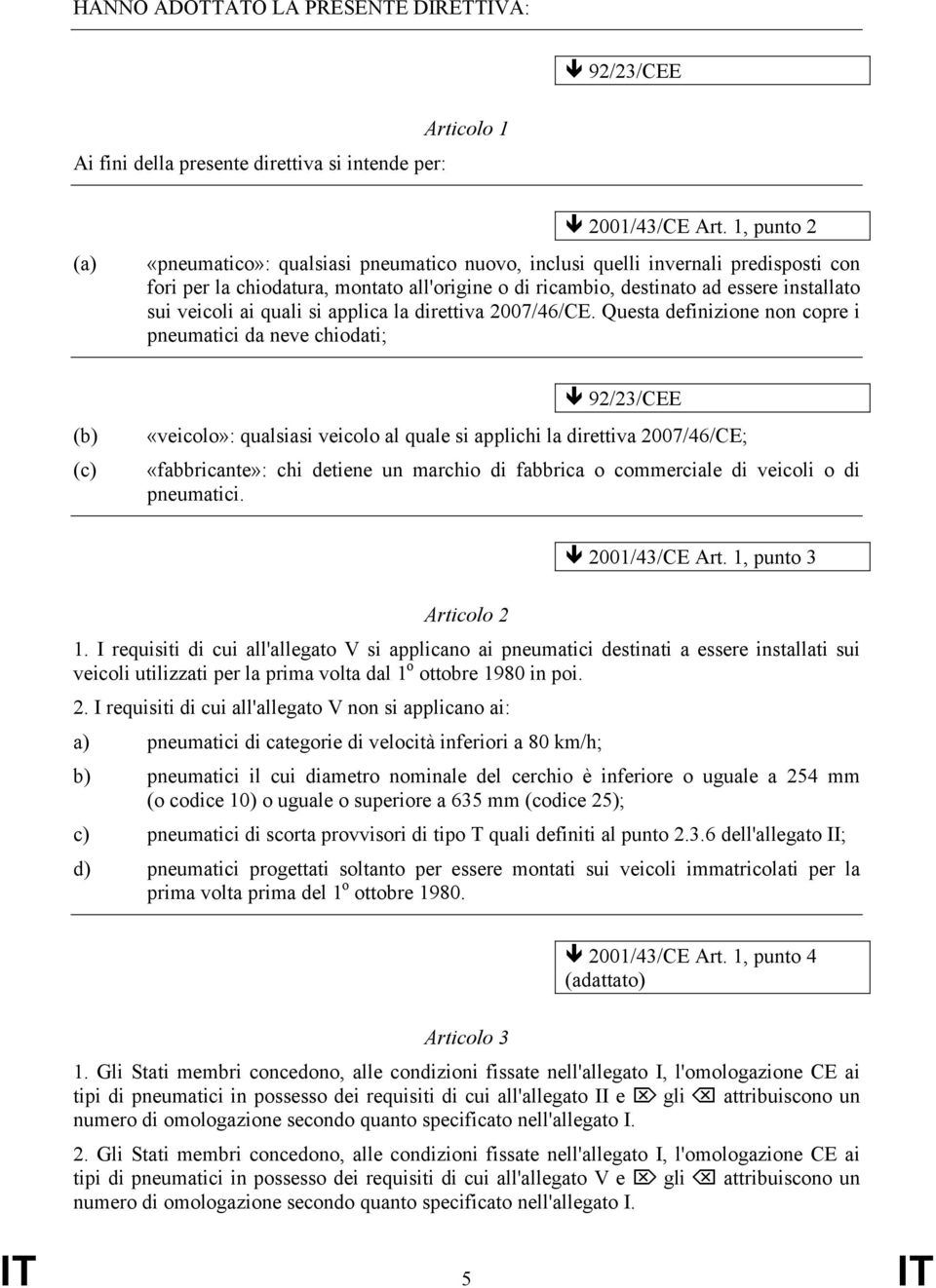 quali si applica la direttiva 2007/46/CE.