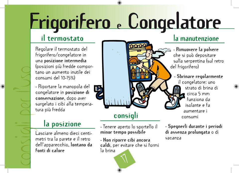 centimetri tra la parete e il retro dell apparecchio, lontano da fonti di calore consigli - Tenere aperto lo sportello il minor tempo possibile - Non riporre cibi ancora caldi, per evitare che si