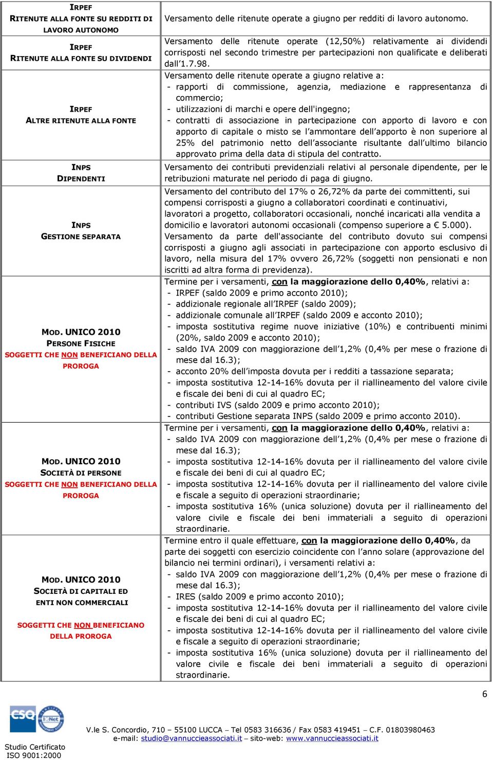 ritenute operate a giugno per redditi di lavoro autonomo.