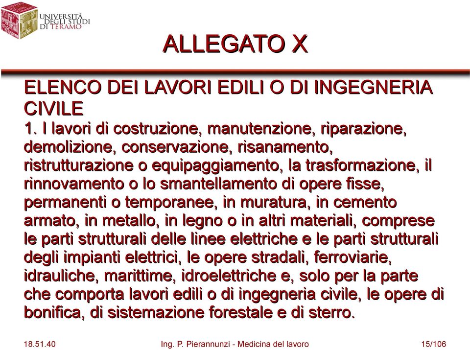 smantellamento di opere fisse, permanenti o temporanee, in muratura, in cemento armato, in metallo, in legno o in altri materiali, comprese le parti strutturali delle linee