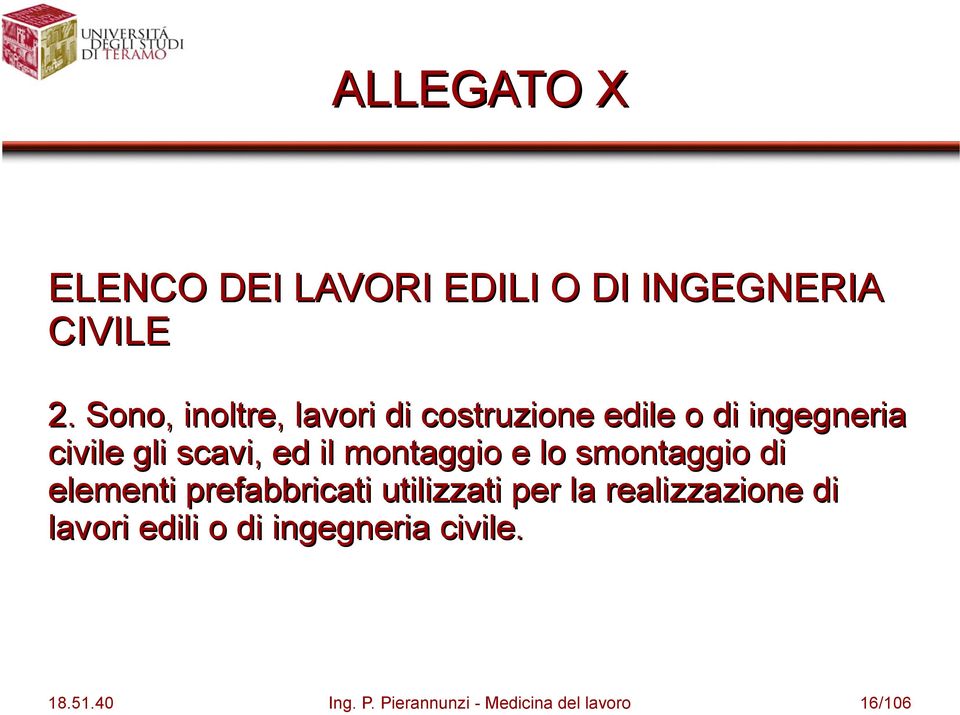 il montaggio e lo smontaggio di elementi prefabbricati utilizzati per la