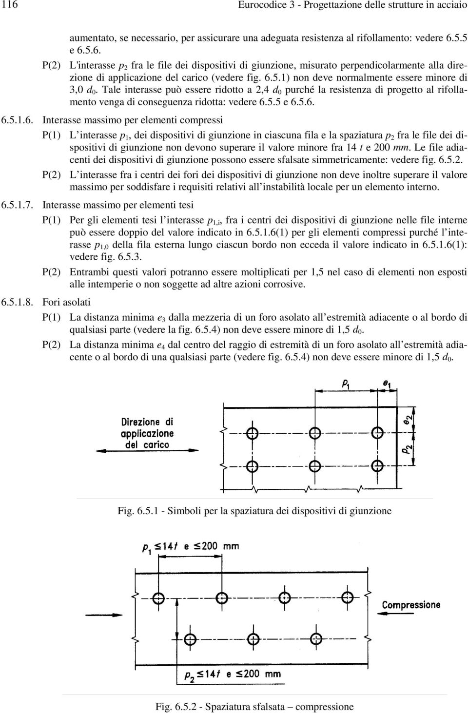 6.5.1.6. Interasse massimo per elementi compressi P(1) L interasse p 1, dei dispositivi di giunzione in ciascuna fila e la spaziatura p 2 fra le file dei dispositivi di giunzione non devono superare