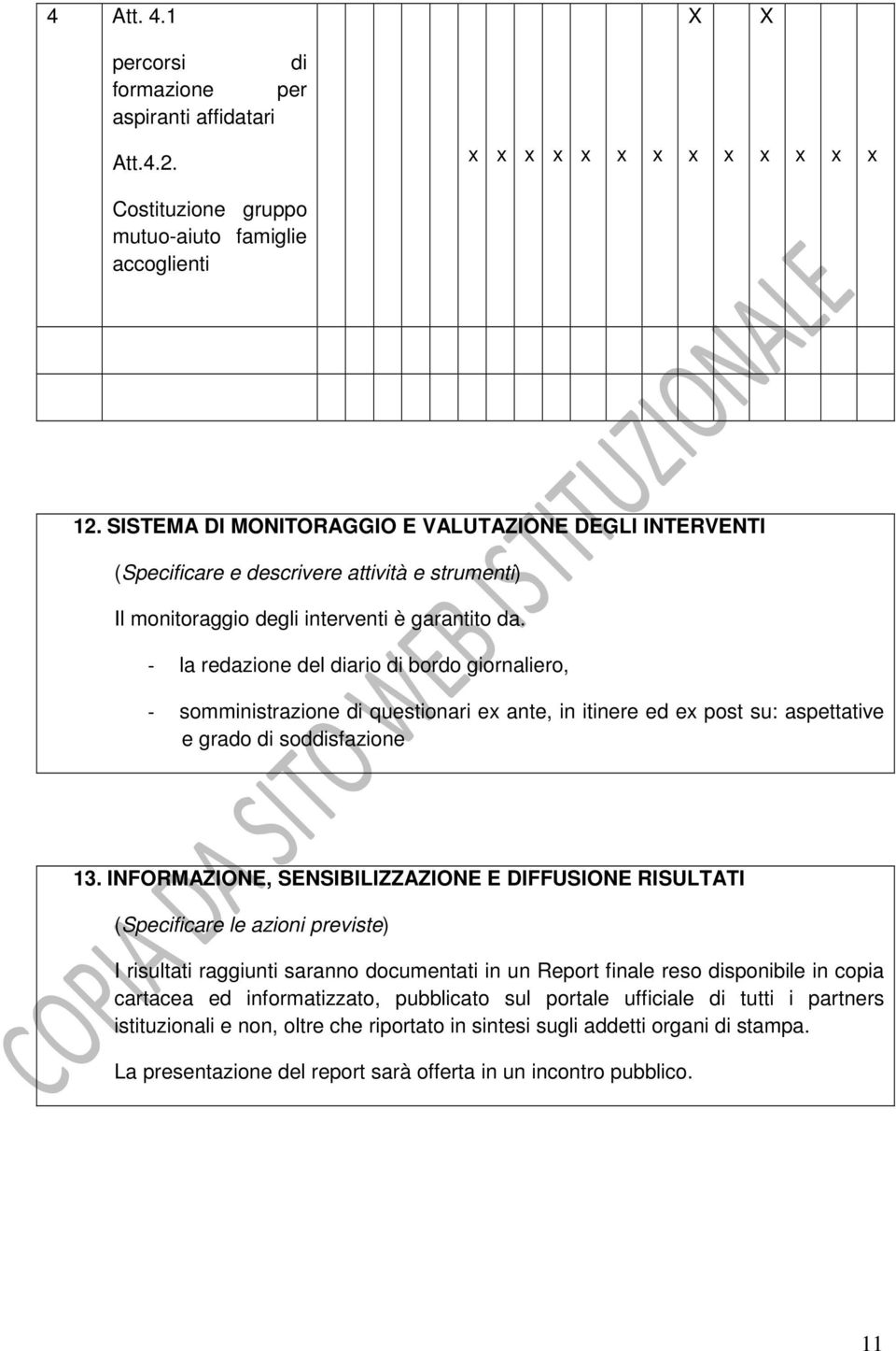 - la redazione del diario di bordo giornaliero, - somministrazione di questionari ex ante, in itinere ed ex post su: aspettative e grado di soddisfazione 3.