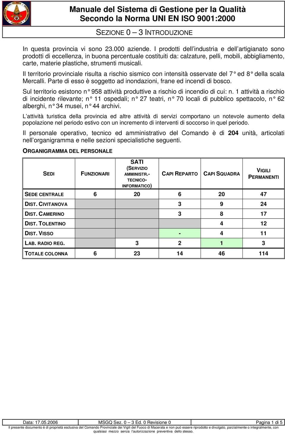 Il territorio provinciale risulta a rischio sismico con intensità osservate del 7 ed 8 della scala Mercalli. Parte di esso è soggetto ad inondazioni, frane ed incendi di bosco.