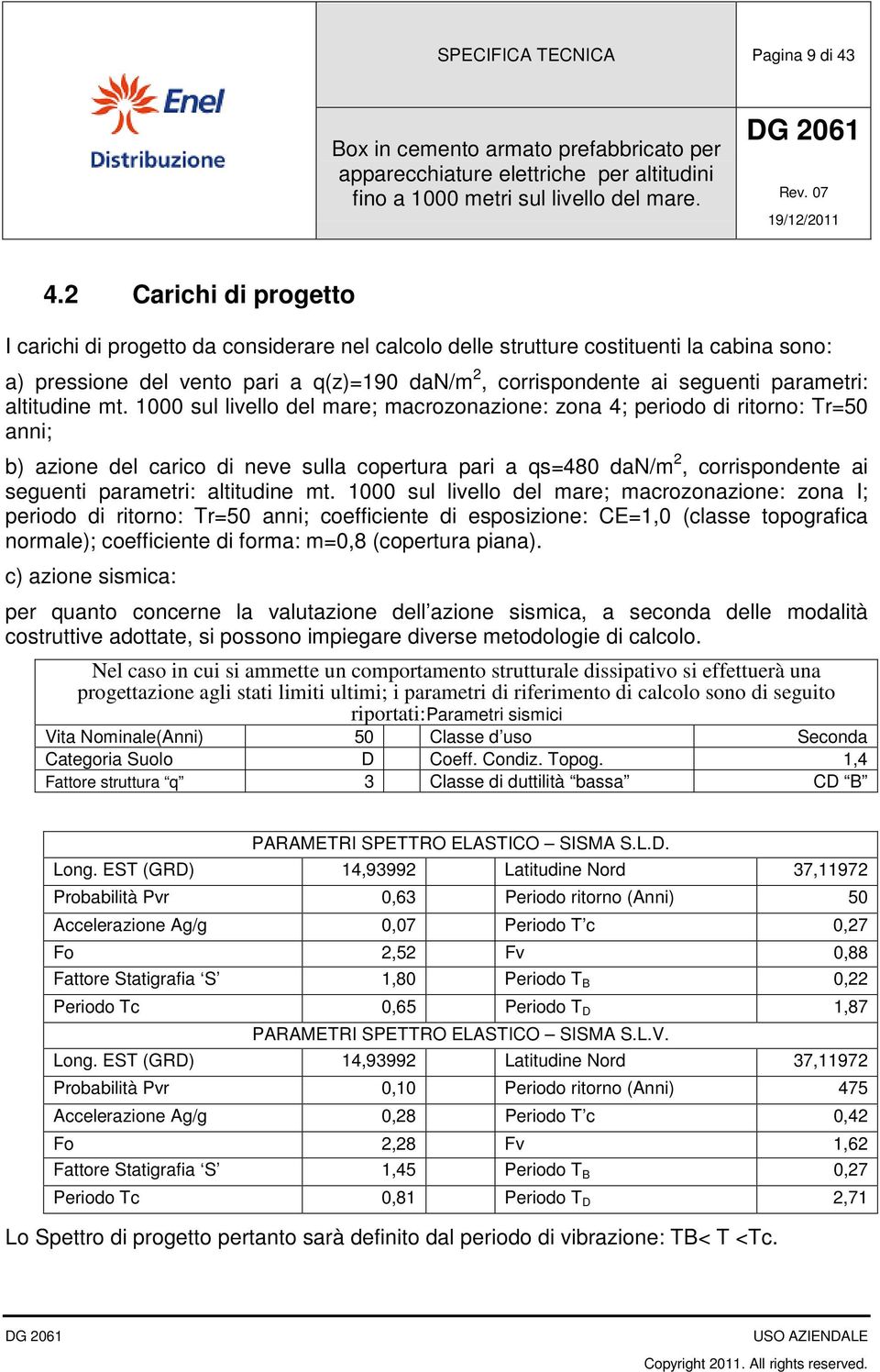 parametri: altitudine mt.