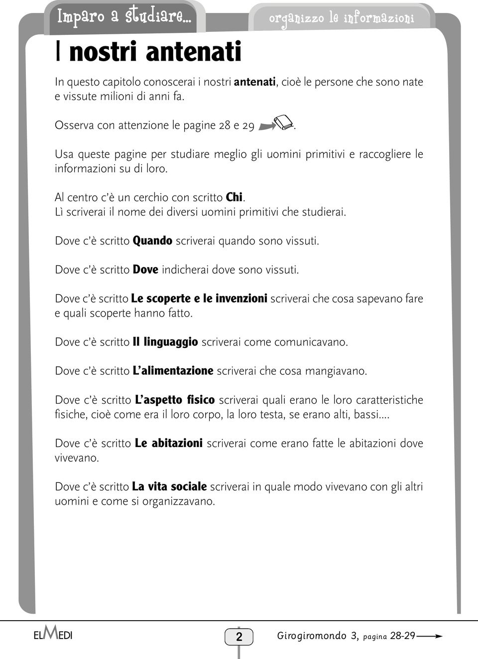 Lì scriverai il nome dei diversi uomini primitivi che studierai. Dove c è scritto Quando scriverai quando sono vissuti. Dove c è scritto Dove indicherai dove sono vissuti.