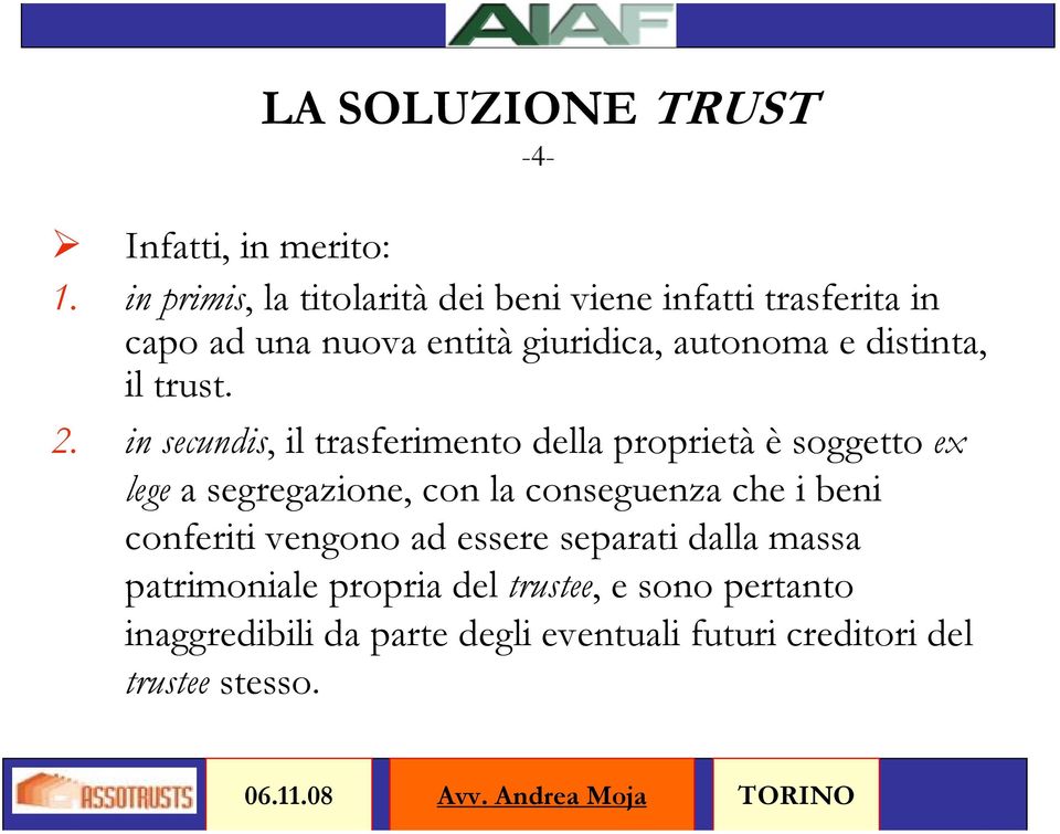 distinta, il trust. 2.